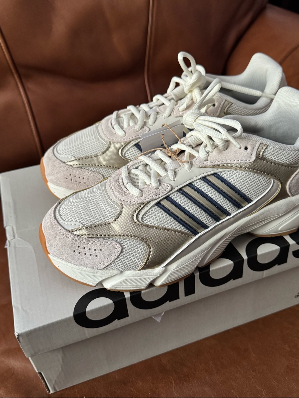 Adidas Crazy Chaos 2000 Beige and Navy Retro Running Sneakers